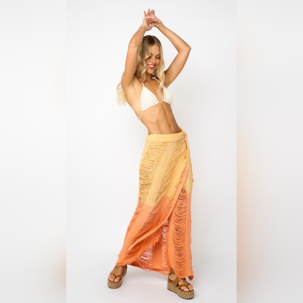 Z&L Europe Havanna Orange and Yellow Ombre Beach Cover-Up Maxi Skirt